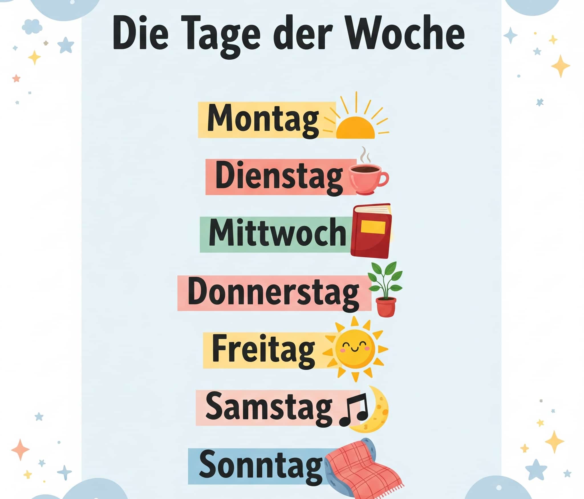 آموزش روزهای هفته به آلمانی